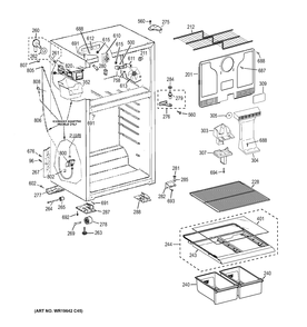 CABINET Diagram and Parts List for GTH18CCEGRWW  General Electric Refrigerator
