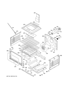 Lower Oven Diagram and Parts List for CGS990SET8SS  General Electric Range