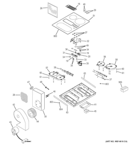 Control Panel & Cooktop Diagram and Parts List for PP9830DJ1BB  General Electric Cooktop