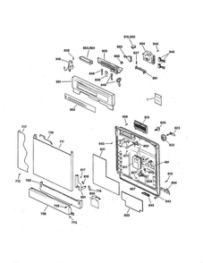 Door Diagram and Parts List for GSD5310D03AA  General Electric Dishwasher