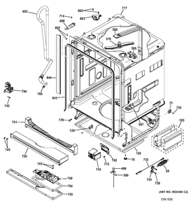 BODY PARTS 1 Diagram and Parts List for ZDT800SPF0SS  General Electric Dishwasher