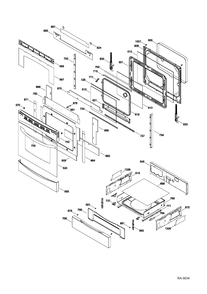 DOOR & DRAWER Diagram and Parts List for PCB905SV2SS  General Electric Range