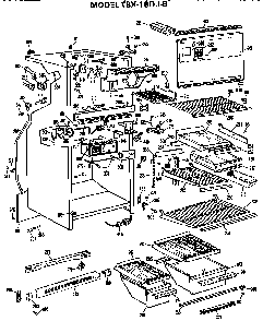 Cabinet Parts Diagram and Parts List for TBX18DJB  General Electric Refrigerator