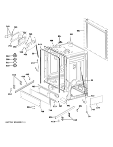 Body Parts Diagram and Parts List for GDT226SGL2WW  General Electric Dishwasher