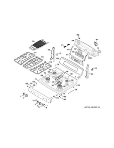Control Panel & Cooktop Diagram and Parts List for PGB950SEF3SS  General Electric Range