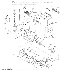 ICE MAKER Diagram and Parts List for ZISB480DHC  General Electric Refrigerator
