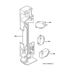 Latch Board Parts Diagram and Parts List for JEM3072DH1WW  General Electric Microwave