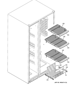 Freezer Shelves Diagram and Parts List for DSE26JMEDCES  General Electric Refrigerator