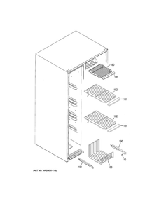 Freezer Shelves Diagram and Parts List for GSE23GGKJCWW  General Electric Refrigerator