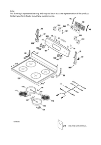CONTROL PANEL & COOKTOP Diagram and Parts List for JCBS630DJ1WW  General Electric Range