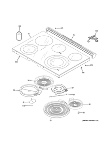 Cooktop Diagram and Parts List for PS960EL2ES  General Electric Range