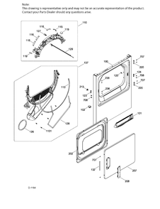 FRONT PANEL AND DOOR Diagram and Parts List for GCMX180ED5WW  General Electric Dryer