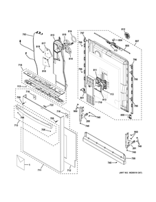 Escutcheon And Door Assembly Diagram and Parts List for PDT755SYV3FS  General Electric Dishwasher