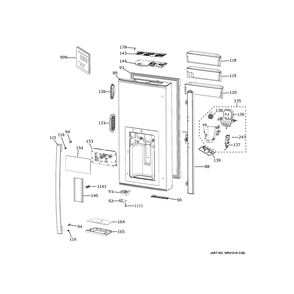 Dispenser Door Diagram and Parts List for PXD22BYPCFS  General Electric Refrigerator