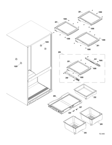 FF SHELVES Diagram and Parts List for GDRS0KBXFRSS  General Electric Refrigerator