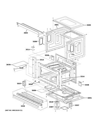 Oven Cavity Parts Diagram and Parts List for CSB923P2N1S1  General Electric Microwave