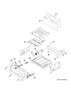 Upper Oven Diagram and Parts List for PGB965BP3TS  General Electric Range