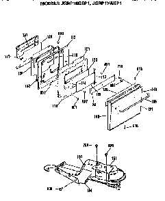 Door Diagram and Parts List for JGRP17WEP1WW  General Electric Wall Oven