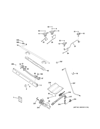 Gas & Burner Parts Diagram and Parts List for JGBS60DEK4WW  General Electric Range