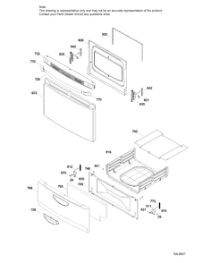 DOOR & DRAWER PARTS Diagram and Parts List for MGAS724EL5WW  General Electric Range