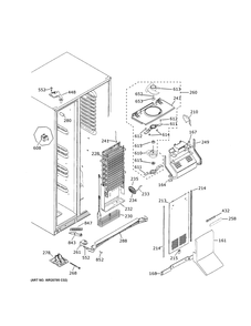 Freezer Section Diagram and Parts List for PSE25KYHHHFS  General Electric Refrigerator