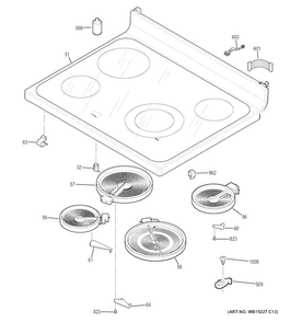 Part Location Diagram of WB62X25976 GE RANGETOP GLASS Assembly (White)