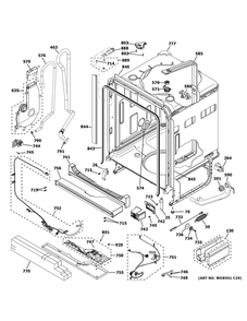 Body Parts 1 Diagram and Parts List for CDT875P3N2D1  General Electric Dishwasher