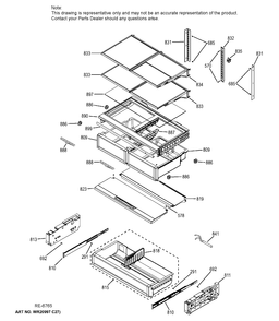 FRESH FOOD SHELVES Diagram and Parts List for PWE23KSDHSS  General Electric Refrigerator