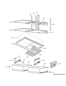 Refrigerator Shelves Diagram and Parts List for CGE29DP2TBS1  General Electric Refrigerator
