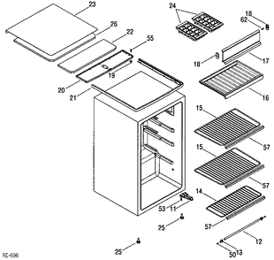 SHELF PARTS Diagram and Parts List for TAC4SNYBW  General Electric Refrigerator