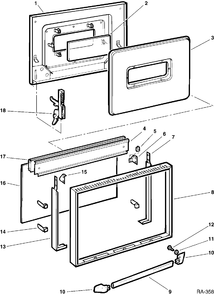DOOR ASSEMBLY Diagram and Parts List for J34FWP-1  General Electric Range