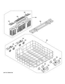 Lower Rack Assembly Diagram and Parts List for GDF670SYV3FS  General Electric Dishwasher