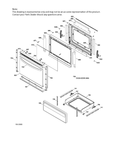 DOOR & DRAWER PARTS Diagram and Parts List for JCBS660DF2WW  General Electric Range