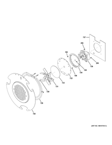 Convection Fan Diagram and Parts List for PB900YV1FS  General Electric Range