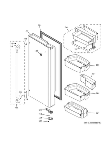 Fresh Food Door - Rh Diagram and Parts List for CWE23SSHNSS  General Electric Refrigerator