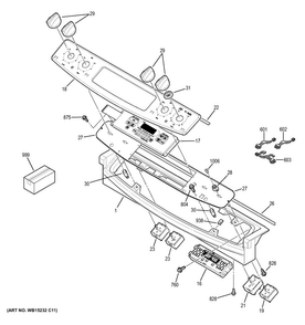 Control Panel Diagram and Parts List for JD630SF3SS  General Electric Range