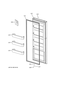 Door Diagram and Parts List for FUF17QRRBWW  General Electric Refrigerator