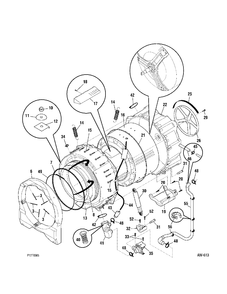 MOTOR & TUB Diagram and Parts List for GCRH410F1WW  General Electric Washer