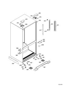 HINGE PARTS Diagram and Parts List for GNR22DGEAFWW  General Electric Refrigerator