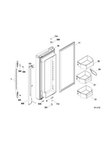 FF DOOR LEFT Diagram and Parts List for PFRF2MBXABB  General Electric Refrigerator