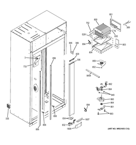 FREEZER SECTION Diagram and Parts List for ZIS360NXD  General Electric Refrigerator
