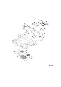 CONTROL PANEL & COOKTOP Diagram and Parts List for JCB730DF1BB  General Electric Range