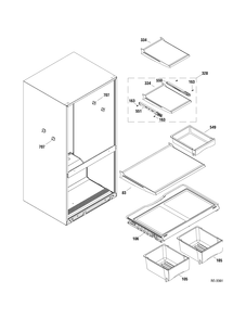 FF SHELVES Diagram and Parts List for GBSC0HBXAEWW  General Electric Refrigerator