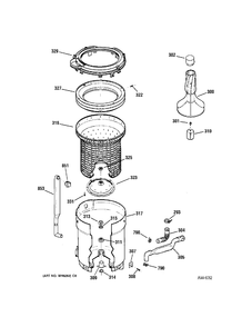 TUB Diagram and Parts List for MNSR1090H0WW  General Electric Washer