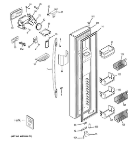 Freezer Door Diagram and Parts List for GSE30VHBBTSS  General Electric Refrigerator