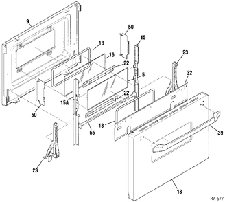DOOR ASSEMBLY Diagram and Parts List for HRMF2150TM-2  General Electric Range