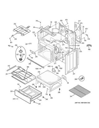 Body Parts Diagram and Parts List for JB750SJ6SS  General Electric Range
