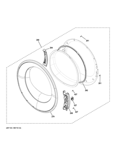 Door Diagram and Parts List for GFD35ESSY0WW  General Electric Dryer
