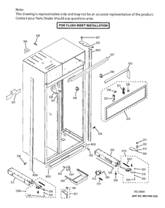 CASE PARTS- FLUSH  INSET Diagram and Parts List for ZISB480DHC  General Electric Refrigerator