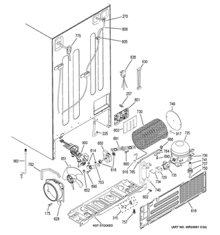 Machine Compartment Diagram and Parts List for XSS23GGKBCBB  General Electric Refrigerator